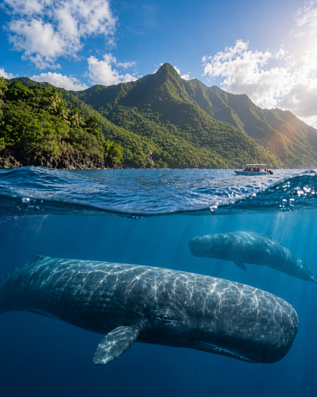 Nada con las criaturas más grandes del océano